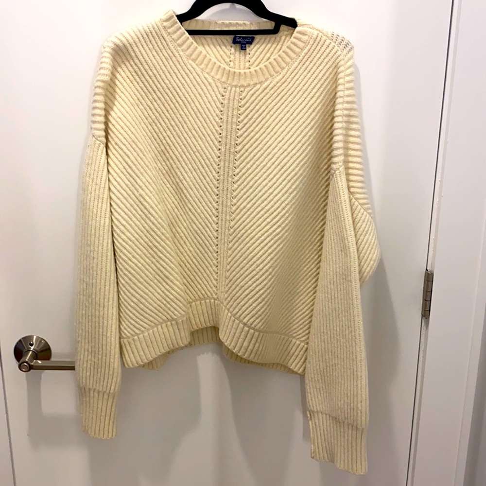 Cream Splendid Oversized Crop Sweater